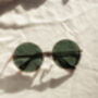 Green Gold Oversized Round Circle Wire Frame Sunglasses, thumbnail 5 of 6