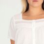 White Cotton Shortsleeve Nightdress Dot And Lace, thumbnail 3 of 4