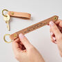 Personalised Secret Message Leather Loop Keyring, thumbnail 1 of 8