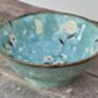 Turquoise Sakura / Cherry Blossom Flower Patterned Bowl, 21cm, thumbnail 1 of 3