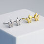 Sterling Silver Sparkly Butterfly Stud Earrings, thumbnail 1 of 4