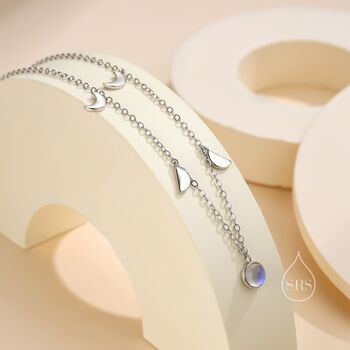 Moon Phase Charm Necklace With Moonstone, 4 of 10