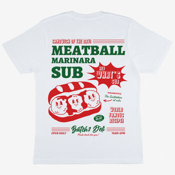 Meatball Marinara Sub Unisex Graphic T Shirt In White, 6 of 6