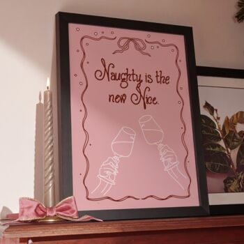 Naughty Is The New Nice Pink Christmas Print, 2 of 2