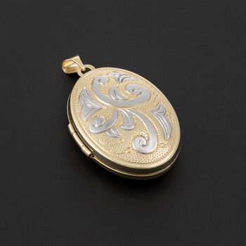 Personalised Solid 9ct Yellow And White Gold Family Locket Necklace With Photos, 3 of 9