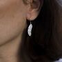 Sterling Silver Feather Drop Earrings, thumbnail 1 of 8