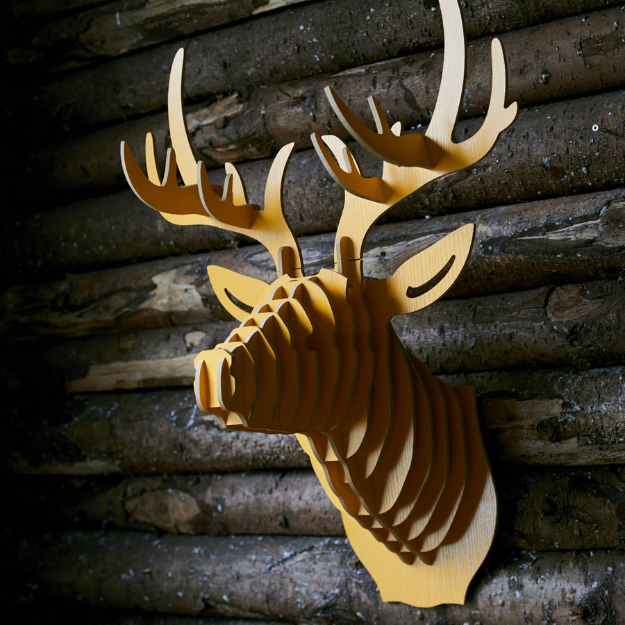 wooden stag statue