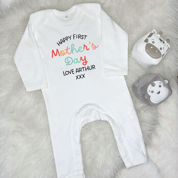 Personalised Happy First Mother's Day Bright Babygrow, 6 of 9