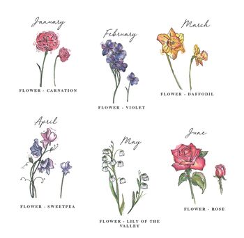 Personalised Family Birth Month Flower Bunch Print, 4 of 5