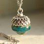 Teal Silver Acorn Necklace, thumbnail 1 of 8