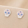 Sterling Silver Sugar Skull Stud Earrings, thumbnail 1 of 5