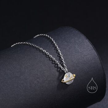 Dainty Planet Pendant Necklace In Sterling Silver, 2 of 10