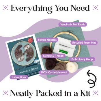 Otters In A Hoop Needle Felt Craft Kit, 3 of 9