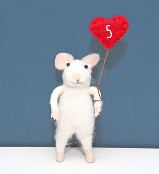 Felt Mouse With Love Heart, 5th Birthday Gift, 2 of 3