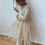 Champagne Gold Sparkly Long Sleeve Velvet Tutu Dress, thumbnail 1 of 11