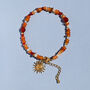 Carnelian Gemstone Bead And Sun Charm Bracelet, thumbnail 1 of 4