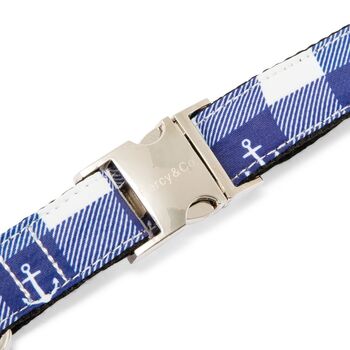 The Anglesey Nautical Checked Blue Anchor Design Dog Collar, 8 of 8