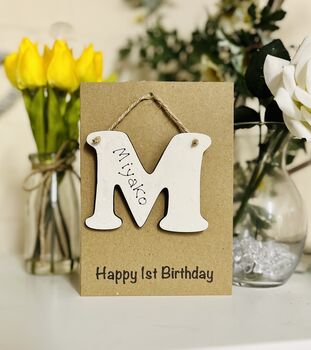 Personalised 1st Birthday Letter Wooden Keepsake Card, 10 of 10