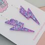Lilac Lightning Bolt Earrings Small And Large, thumbnail 2 of 10