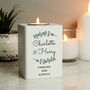 Personalised Botanical White Wooden Tea Light Holder, thumbnail 1 of 4