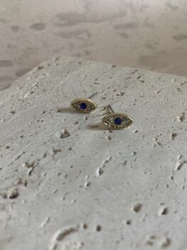 Small Gold Evil Eye Studs, 7 of 7
