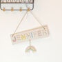 Personalised Wooden Name Sign With Rainbow, thumbnail 1 of 2