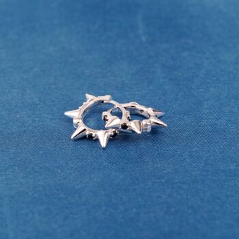 12 Mm Silver Spike Hoops, Hoop Earrings, 6 of 7