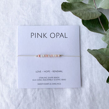Pink Opal Silk Bracelet October Birthstone Bracelet, 5 of 7
