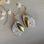 Blue Pottery Flower Ceramic Leaf Earrings Gold Plated, thumbnail 3 of 6