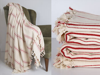 Handloomed Striped Blanket And Two Cushion Covers Set, 4 of 5