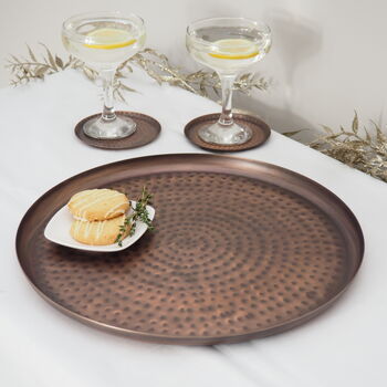 Antique Copper Tray Round, 3 of 6