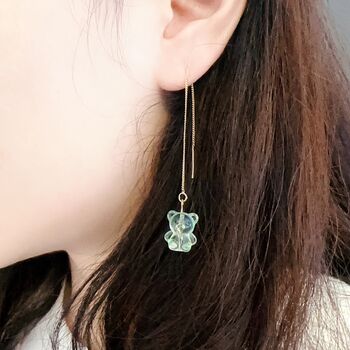 Crystal Bear Threader Earrings, 6 of 10