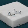 Sterling Silver Tiny Double Aurora Ab Cz Dangle Stud Earrings, thumbnail 4 of 12