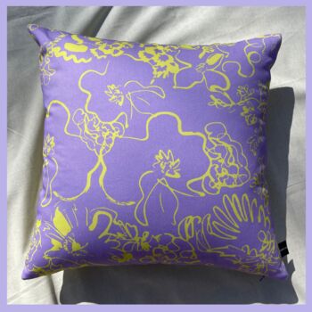 Spring Lilac And Yellow Floral Sketch Cushion, 6 of 9