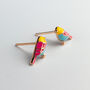 Sterling Silver Colourful Bird Stud Earrings, thumbnail 6 of 9