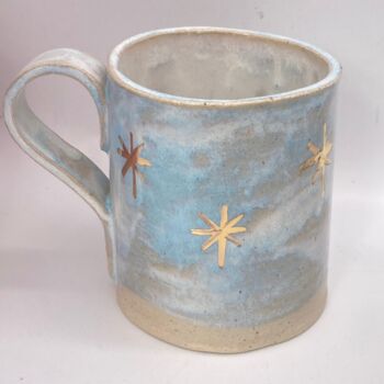 Handmade Pottery Light Blue Starry Mug, 4 of 8