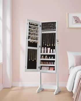 Standing Mirror Jewellery Cabinet, Lockable Armoire, 3 of 9