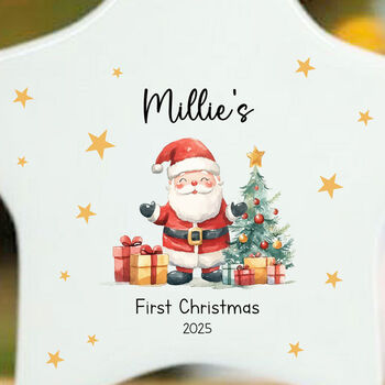 Personalised 1st Christmas Bauble Santa And Tree Keepsake, 2 of 4