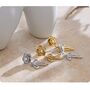 Monaco D’or Gold Pearl Roses Bow Flower Drop Gift Earrings, thumbnail 3 of 4