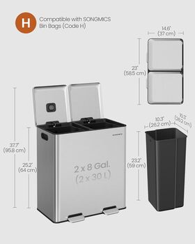 Double Rubbish Bin Recycling Pedal Can, 2 of 6