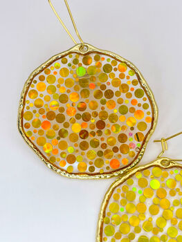 Statement Disco Earrings With Gold Glitter, 4 of 12