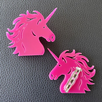 Pink Unicorn Face Acrylic Brooch, 2 of 3