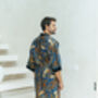 Men's Batik Kimono Robe In Royal Blue, thumbnail 3 of 6