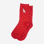 Polka Dot Embroidered Dalmatian Dogs Ankle Socks Women's Red, thumbnail 4 of 4