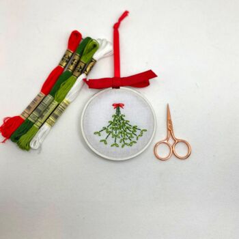 Diy Christmas Mistletoe Decoration/Embroidery Kit, 6 of 11