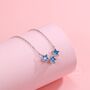 Aquamarine Blue Cz Triple Star Pendant Necklace, thumbnail 6 of 11