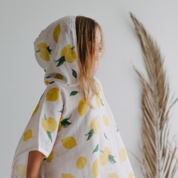 Baby Muslin Hooded Cape Poncho Lemon Baby Gift, 3 of 11