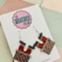 Santa Stuck In The Chimney Glitter Earrings / Funny Christmas Jewellery Sparkly Novelty Dangles / Festive Holiday Jewellery / Secret Santa Gift Bold Sparkly Christmas Accessory, thumbnail 2 of 5