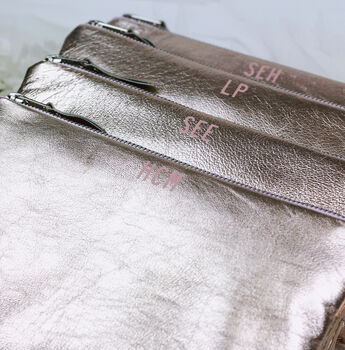 Bridesmaids Champagne Leather Clutch Bag Set Of Four, 6 of 10