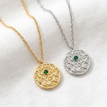 Gold Or Silver Evil Eye Textured Coin Necklace, 2 of 8